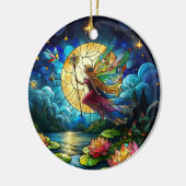 Stained Glass Moonlight Flight Fairy Keramik Ornament (Links)