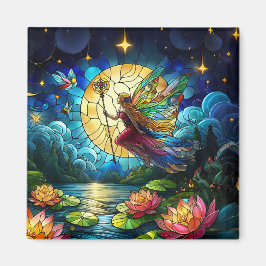 Stained Glass Moonlight Flight Fairy Magnet