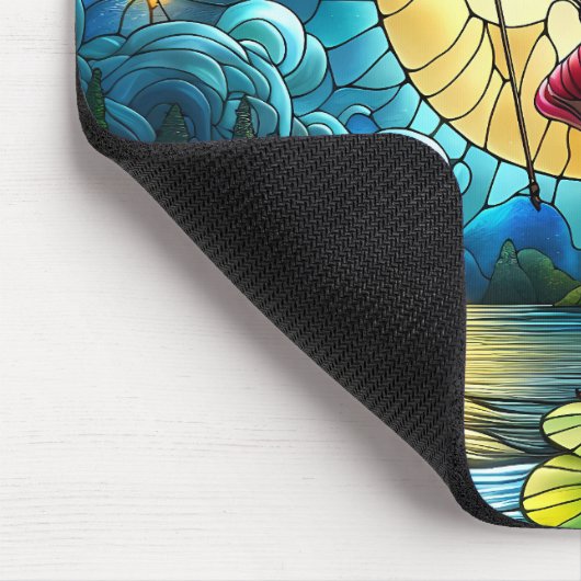 Stained Glass Moonlight Flight Fairy  Mousepad (Ecke)