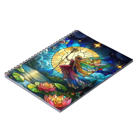 Stained Glass Moonlight Flight Fairy  Notizblock (Linke Seite)