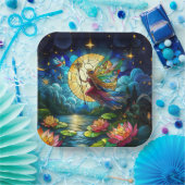Stained Glass Moonlight Flight Fairy Pappteller (Party)