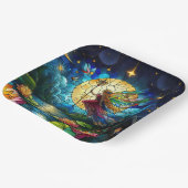 Stained Glass Moonlight Flight Fairy  Pappteller (Gewinkelt)