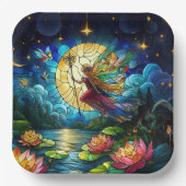Stained Glass Moonlight Flight Fairy  Pappteller (Vorderseite)