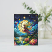 Stained Glass Moonlight Flight Fairy  Postkarte (Stehend Vorderseite)