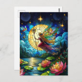 Stained Glass Moonlight Flight Fairy  Postkarte (Vorne/Hinten)