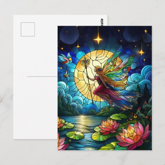 Stained Glass Moonlight Flight Fairy  Postkarte (Vorne/Hinten)