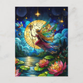 Stained Glass Moonlight Flight Fairy  Postkarte (Vorderseite)