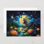 Stained Glass Moonlight Flight Fairy Postkarte (Vorne/Hinten)