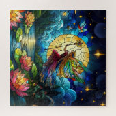 Stained Glass Moonlight Flight Fairy  Puzzle (Horizontal)