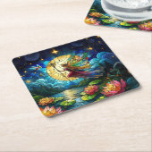 Stained Glass Moonlight Flight Fairy  Rechteckiger Pappuntersetzer (angewinkelt)