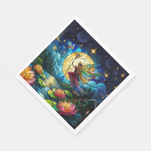 Stained Glass Moonlight Flight Fairy  Serviette (Ecke)