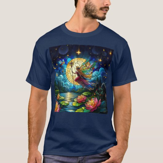 Stained Glass Moonlight Flight Fairy  T-Shirt (Vorderseite)