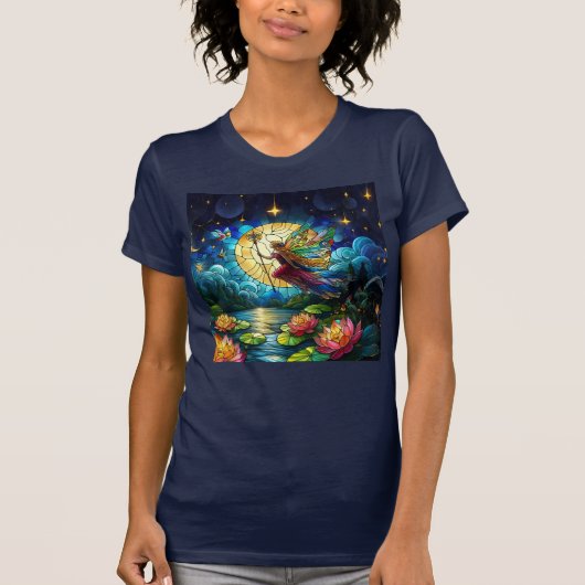Stained Glass Moonlight Flight Fairy  T-Shirt (Vorderseite)