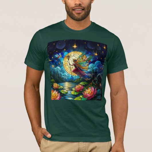Stained Glass Moonlight Flight Fairy  T-Shirt (Vorderseite)
