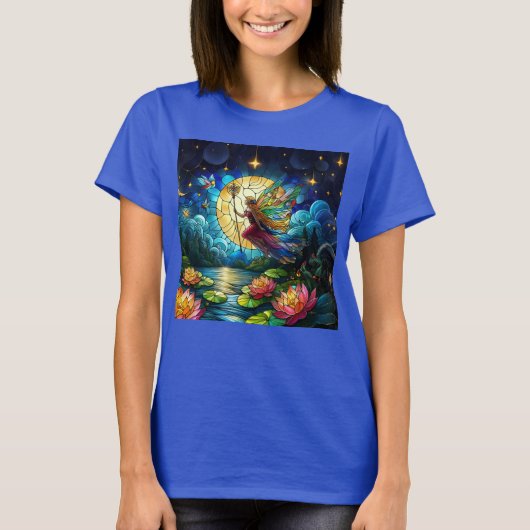 Stained Glass Moonlight Flight Fairy T-Shirt (Vorderseite)