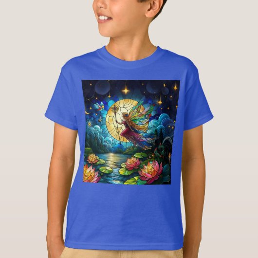Stained Glass Moonlight Flight Fairy  T-Shirt (Vorderseite)