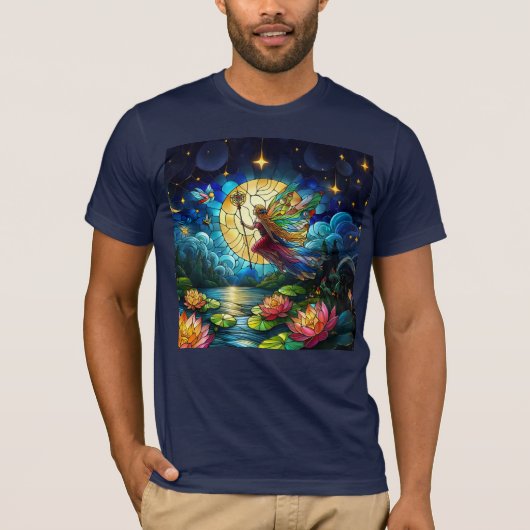 Stained Glass Moonlight Flight Fairy T-Shirt (Vorderseite)