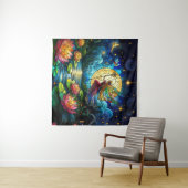 Stained Glass Moonlight Flight Fairy  Wandteppich (Beispiel (Horizontal))