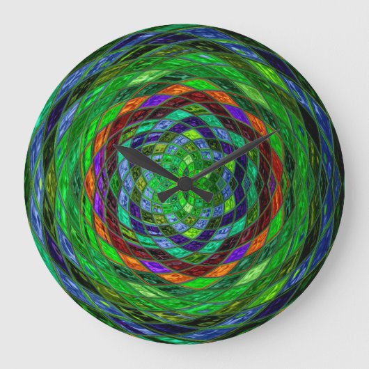 Stained Glass Mosaic Abstract #4 Große Wanduhr (Vorderseite)