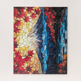 Stained Glass Mount Fuji – Japanese Art Jigsaw Puz Puzzle