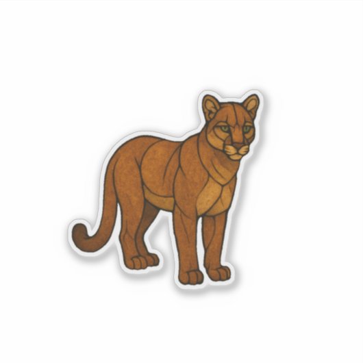 Stained Glass Mountain Lion Sticker (Vorderseite)