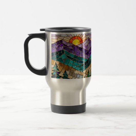 Stained Glass Mountain Sunrise Mug  Reisebecher (Links)