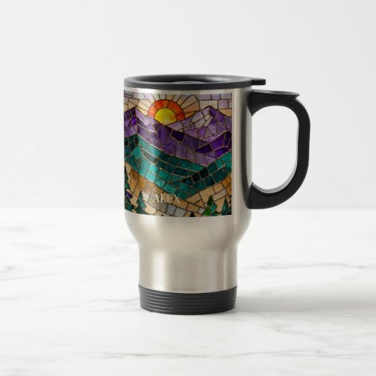Stained Glass Mountain Sunrise Mug  Reisebecher (Rechts)
