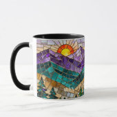 Stained Glass Mountain Sunrise Mug Tasse (Links)