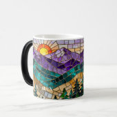 Stained Glass Mountain Sunrise Mug  Verwandlungstasse (Vorderseite Links)