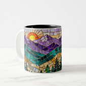 Stained Glass Mountain Sunrise Mug  Zweifarbige Tasse (Vorderseite Links)