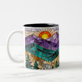 Stained Glass Mountain Sunrise Mug  Zweifarbige Tasse (Links)