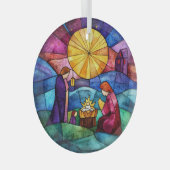 Stained Glass Nativity Scene Christmas Ornament (Vorderseite Rechts)