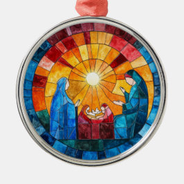 Stained Glass Nativity Scene Christmas Ornament