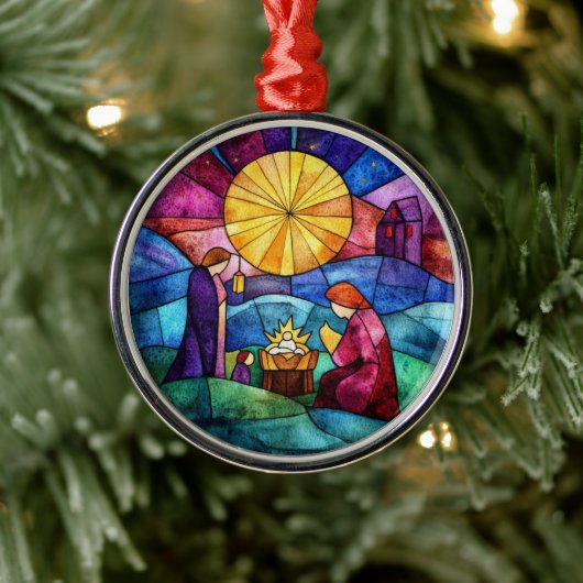 Stained Glass Nativity Scene Christmas Ornament (Baum)
