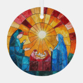 Stained Glass Nativity Scene Christmas Ornament Aus Glas (Rückseite)