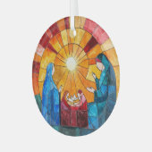 Stained Glass Nativity Scene Christmas Ornament Aus Glas (Vorderseite links)