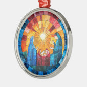 Stained Glass Nativity Scene Christmas Ornament Aus Metall (Links)