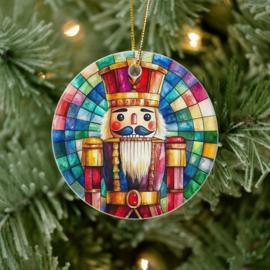 Stained Glass Nutcracker Personalized Christmas Keramik Ornament (Baum)