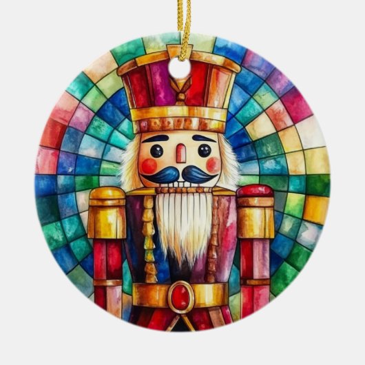 Stained Glass Nutcracker Personalized Christmas Keramik Ornament (Vorne)