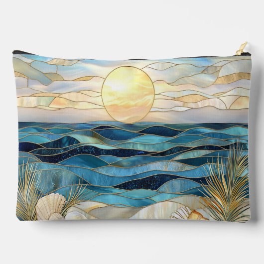 Stained Glass Ocean Sunset Accessory Pouch Zubehörtasche (Rückseite)
