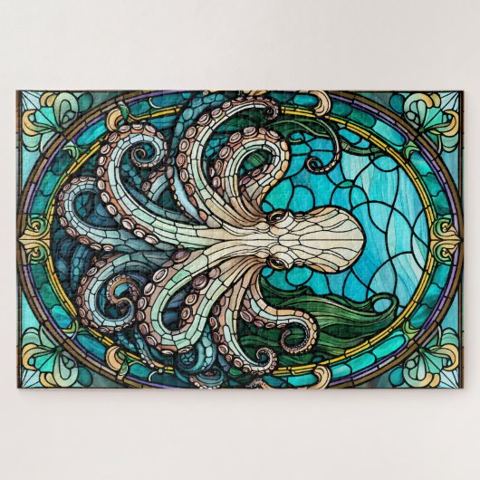 Stained Glass Octopus Jigsaw Puzzle (Horizontal)