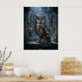 Stained Glass Owl Moonlight Poster (Küche)