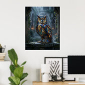 Stained Glass Owl Moonlight Poster (Heimbüro)