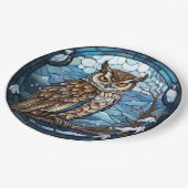 Stained Glass Owl Pappteller (Schrägansicht)