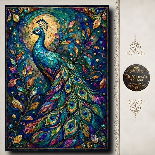 Stained Glass Peacock Decoupage Seidenpapier