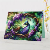 Stained Glass Peacock Floral Wreath Art Karte (Gelbe Blume)
