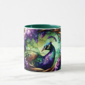 Stained Glass Peacock Floral Wreath Art Tasse (Zentrum)