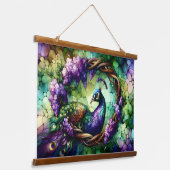 Stained Glass Peacock Floral Wreath Art Wandteppich Mit Holzrahmen (Gewinkelt)
