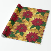 Stained Glass Poinsettia Elegant Christmas Geschenkpapier (Ungerollt)