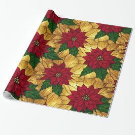 Stained Glass Poinsettia Elegant Christmas Geschenkpapier